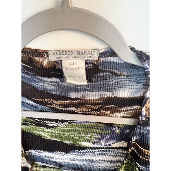 Alberto Makali Cardigan -  Black Blue Abstract- Open Front Ruffle - size XL - Picture 4 of 4